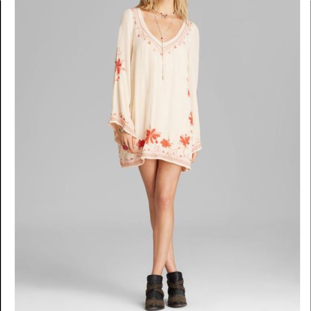 Floral Embroidered Cream Dress